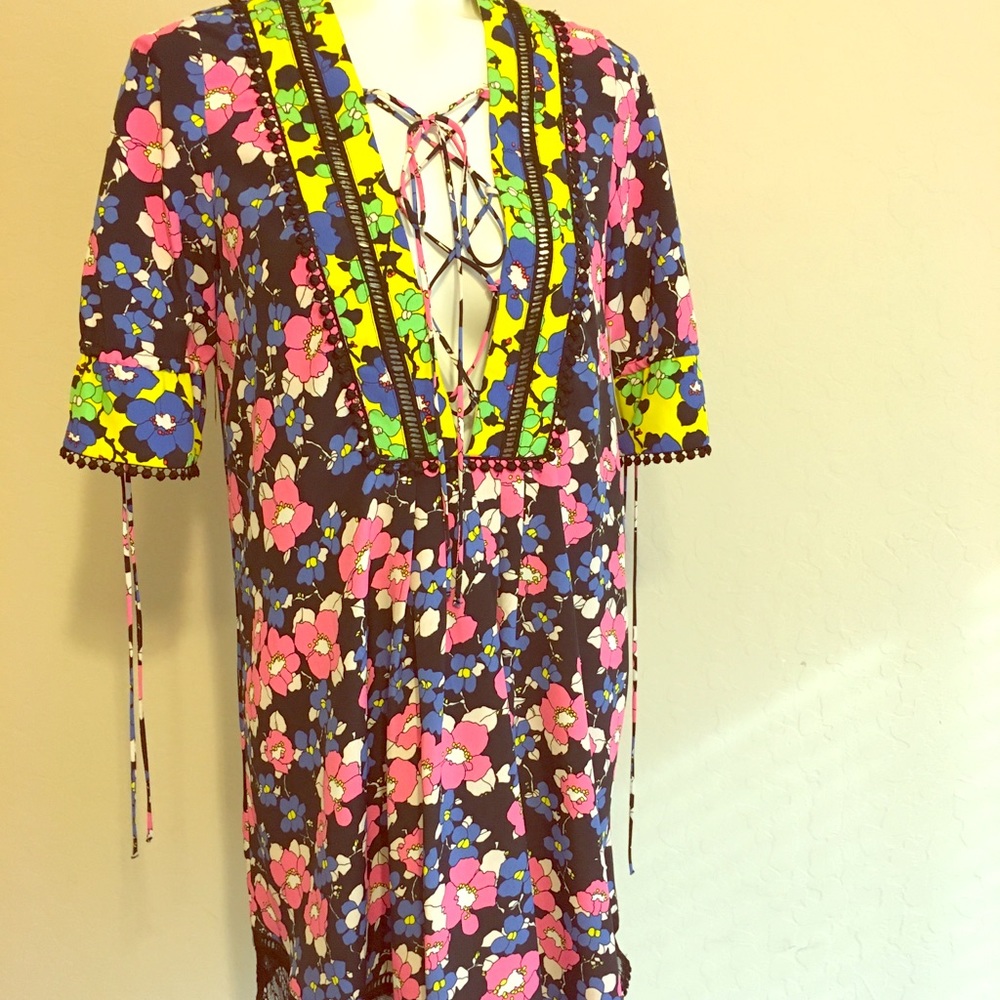 Topshop Floral Print Mini Shift Dress - Picture 2 of 6
